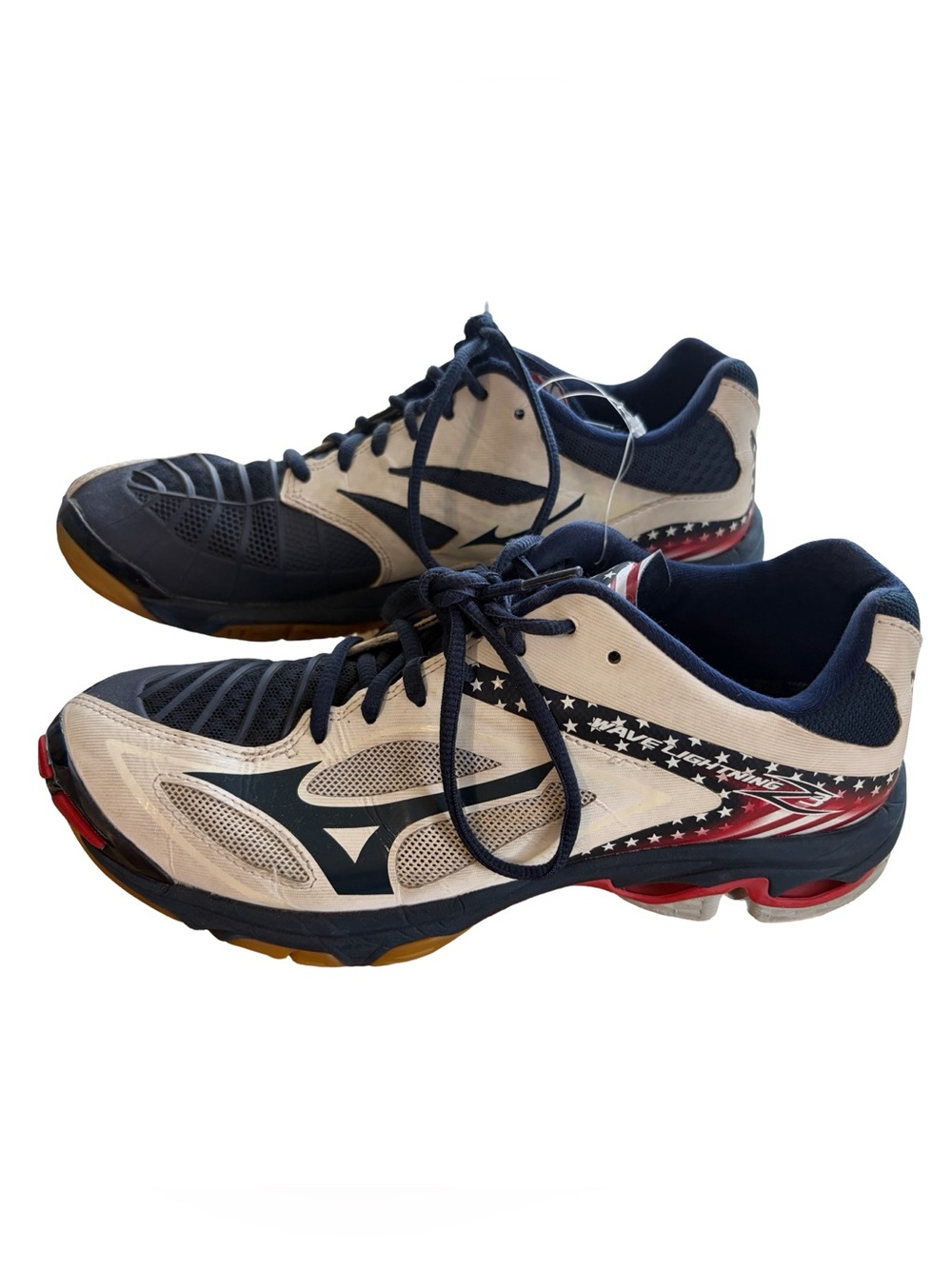 Mizuno Wave Lightning Z3 USA patriotic red, white, and blue volleyball shoes